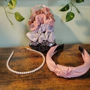 Summer Spring Hair Accessory Bundle Knotted Headbands Pearl Scrunchies Lot